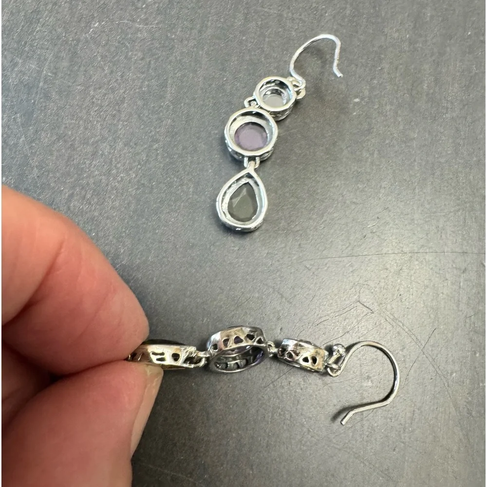 Silpada Earrings W2283 PLUM PRETTY CZ Sterling Silver Purple Grey Dangle - Picture 6 of 13